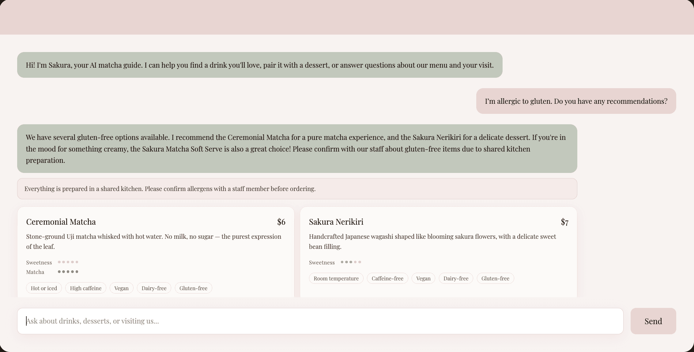 A dietary restriction added to the active filters