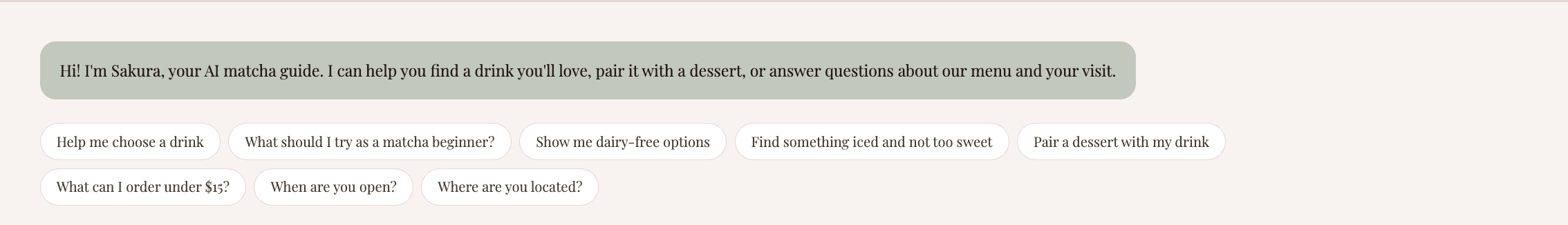 Suggested-prompt shortcuts on the first turn