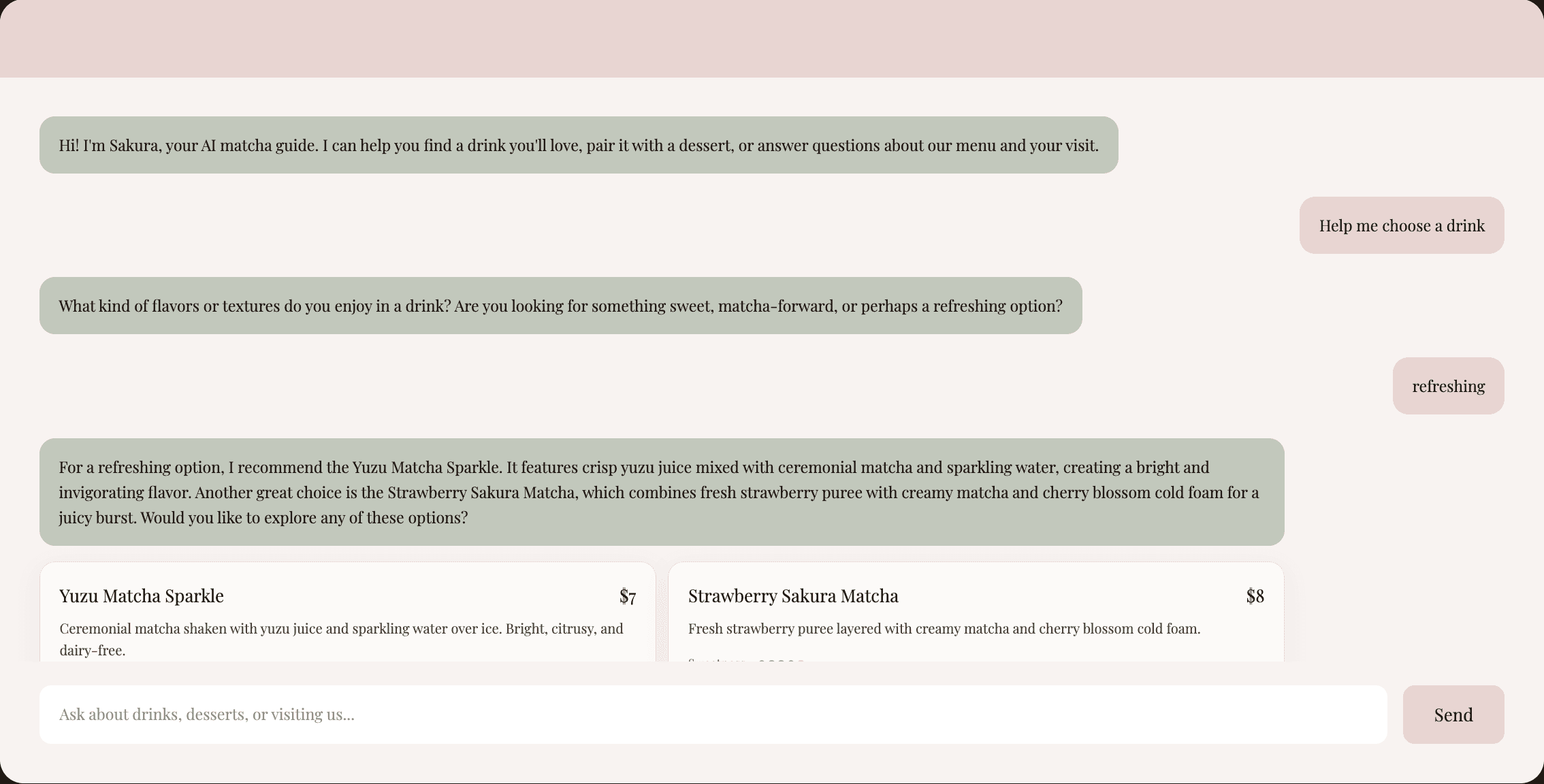 Ask Sakura asking a follow-up question about preferences